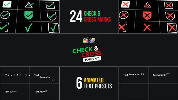 FCPX插件|检查对勾错误交叉标记动画预设 Check & Cross Marks Kit FCPX插件|检查对勾错误交叉标记动画预设 Check & Cross Marks Kit