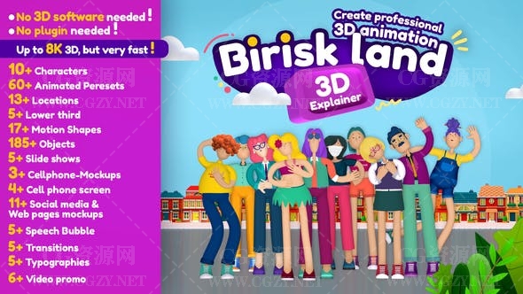 AE脚本|专业3D卡通人物场景解说介绍展示动画模板包-Briskland, Professional 3D Explainer Toolkit AE脚本|专业3D卡通人物场景解说介绍展示动画模板包-Briskland, Professional 3D Explainer Toolkit
