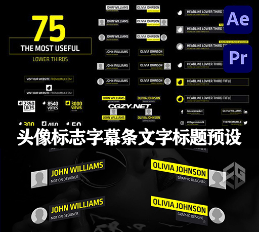 AE/PR模板|75种企业头像标志字幕条文字标题预设 The Most Useful Lower Thirds AE/PR模板|75种企业头像标志字幕条文字标题预设 The Most Useful Lower Thirds