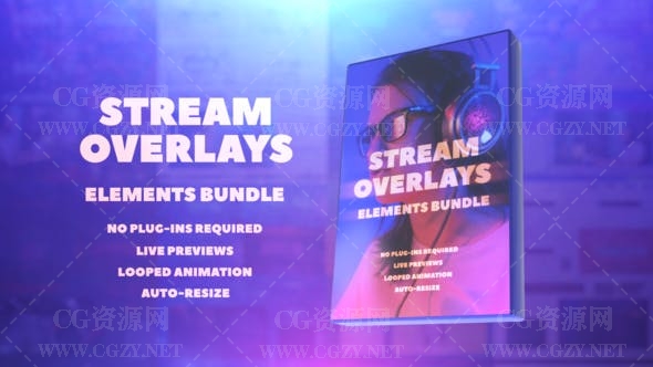 AE脚本|60个彩色渐变流动图形标题场景动画预设-Stream Overlays Elements Bundle 场景动画预设