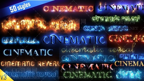 AE模板|50种火焰电流能量激光Saber描边电影文本样式模板-50 Cinematic Text Styles AE模板|50种火焰电流能量激光Saber描边电影文本样式模板-50 Cinematic Text Styles