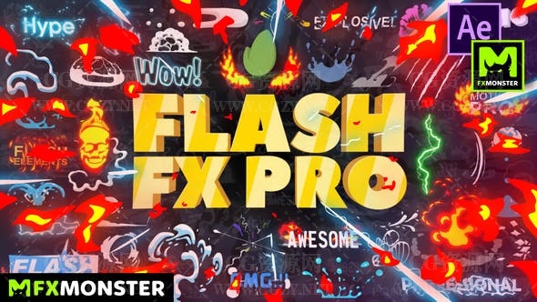 AE脚本|391个二维卡通动漫火焰能量LOGO标题转场MG动画元素包-Flash FX Pro – Animation Constructor AE脚本|391个二维卡通动漫火焰能量LOGO标题转场MG动画元素包-Flash FX Pro – Animation Constructor