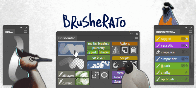 PS插件|Brusherator 1.8 笔刷预设动作管理扩展面板 PS插件|Brusherator 1.8 笔刷预设动作管理扩展面板