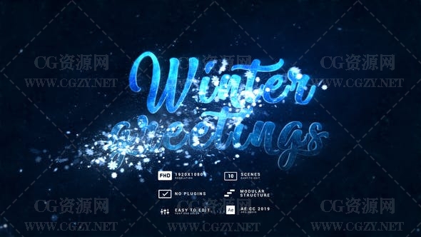 AE模板|唯美雪花粒子文字标题开场动画模板-Snowflakes Titles AE模板|唯美雪花粒子文字标题开场动画模板-Snowflakes Titles