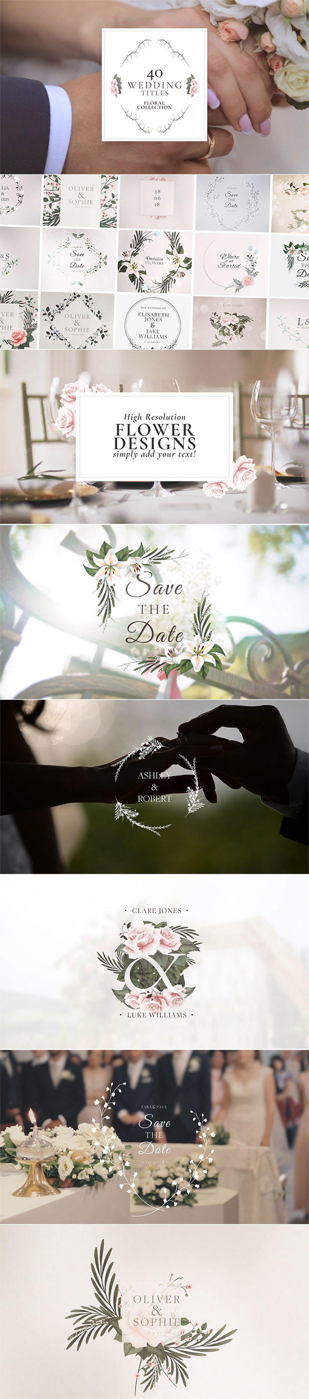 PR模板|40种浪漫婚礼藤蔓文字标题动画预设 Wedding Titles PR模板|40种浪漫婚礼藤蔓文字标题动画预设 Wedding Titles