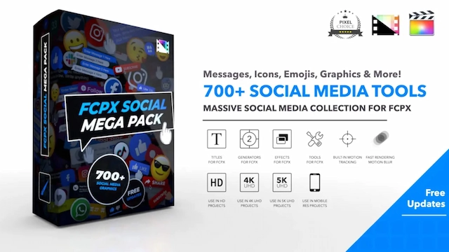 FCPX插件| 700种社交媒体视频点赞订阅转场标题动画制作工具包 Social Mega Pack FCPX插件| 700种社交媒体视频点赞订阅转场标题动画制作工具包 Social Mega Pack