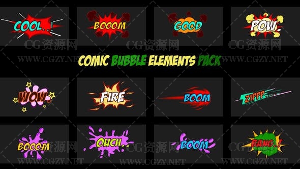AE模板|综艺花字卡通动漫气泡特效标题动画素材模板-Comic Bubble Elements Pack AE模板|综艺花字卡通动漫气泡特效标题动画素材模板-Comic Bubble Elements Pack