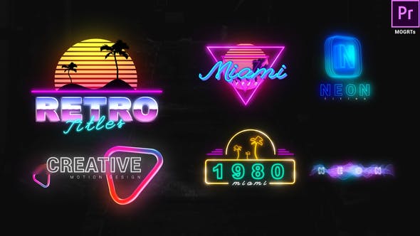 PR模板|复古80年代霓虹灯创意标题 Neon Creative Titles PR模板|复古80年代霓虹灯创意标题 Neon Creative Titles